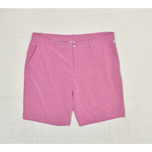 Adidas Men's Bermuda Chino Short Polyester Pink Size 38 Golf Zip Striped Pockets